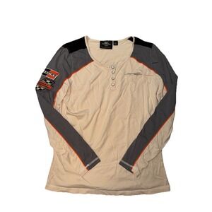 Women's Harley Davidson Screamin' Eagle Long Sleeve Henley Medium Fitting Light